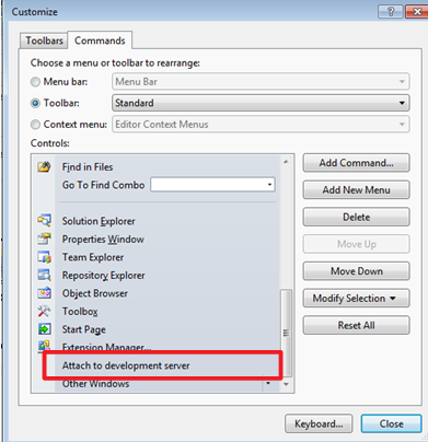 Adding Command to the Visual Studio Toolbar